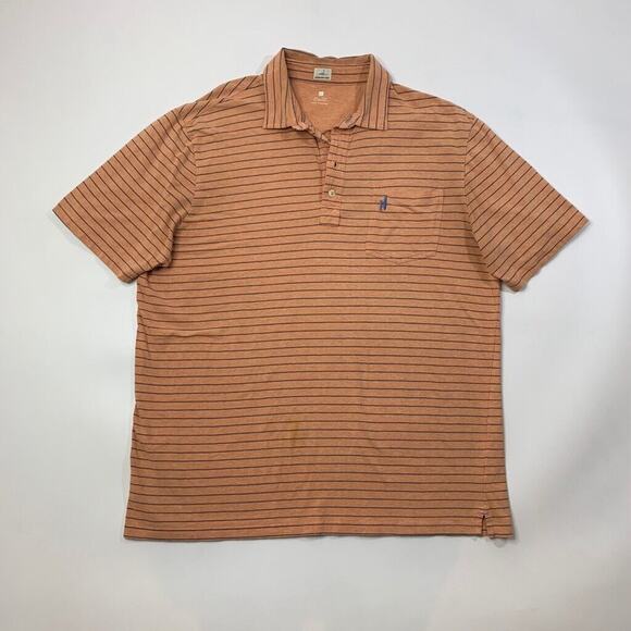 Johnnie-o Polo Shirt Mens XL Extra Large Clementine Stripe Neese Stretch Cotton - Picture 2 of 9